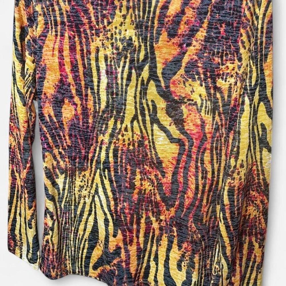 Chaus Yellow Orange Zebra Tiger Print Cowl Neck Long Sleeve Top NWT – Size M - Picture 4 of 8
